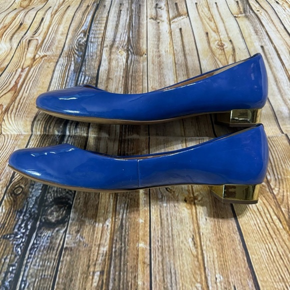 J Crew Leather Blue Gold Slip On Ballet Flats Womens Size 7.5 - Picture 4 of 5